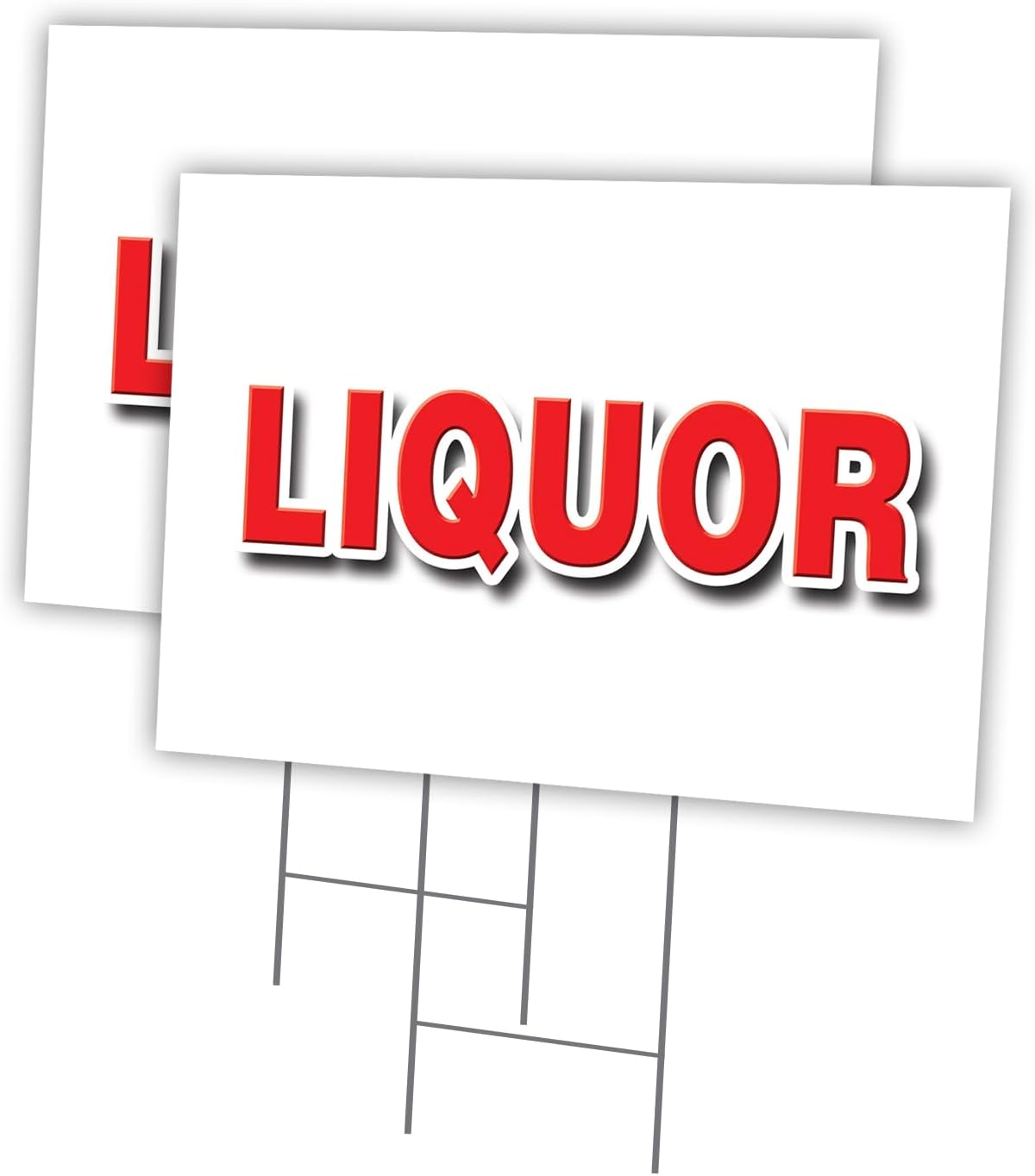 Liquor 2 Pack of 18" x 24" Yard Sign & Stake | Advertise Your Business | Stake Included Image On Front Only | Made in The USA