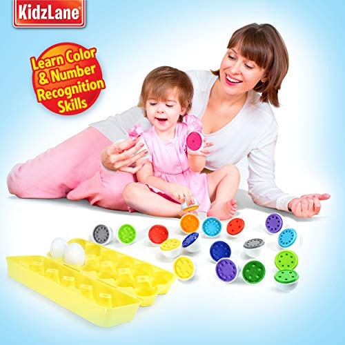 Kidzlane Color Matching Egg Set - Toddler Toys - Educational Color & Number Recognition Skills Learning Egg Toy Egg Puzzle | Toys For Toddlers, Boys, Girls, Kids #TOP3