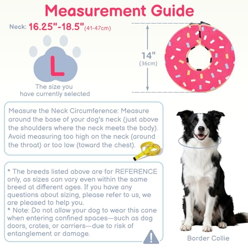Image of Dog Cone, No-Inflation Sponge Donut Collar for Dogs After Surgery