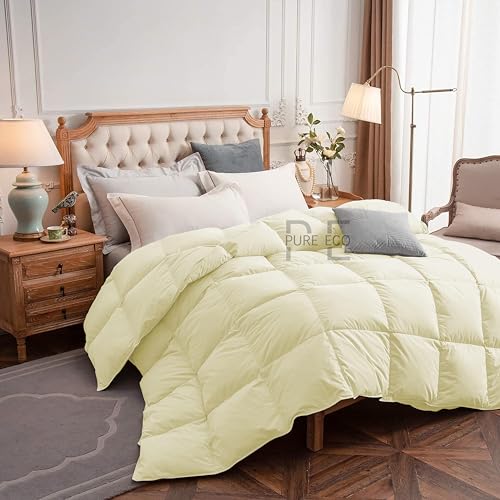 Image of PURE ECO 300 GSM Comforter for Double Bed Size - Luxury & Soft Microfiber 300 GSM Comforter for Winter - Duvet /Blanket Double Bed (90 inchX100 inch) - Ivory Color