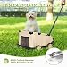 Mini-Hundewagen für Mini-Haustiere, faltbarer multifunktionaler Einkaufswagen mit ausziehbarem Ziehgriff, Doggie Wagon eingebautem Kissen und Sicherheitsseil mit Aufbewahrungstasche (Khaki)