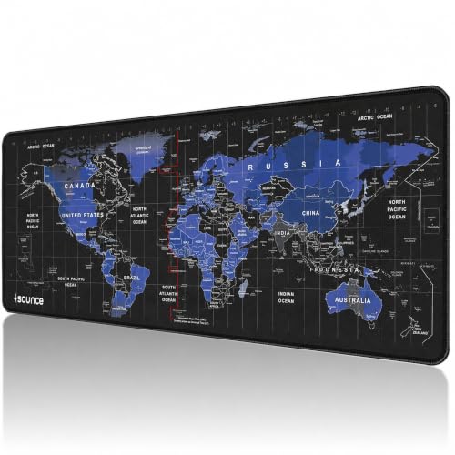 Image of Sounce Extended Gaming Mouse Pad | Large Desk Pad with Stitched Edges & Non-Slip Rubber Base | for Computer, Laptop, Keyboard | Office & Home | 800 x 300 x 2 mm