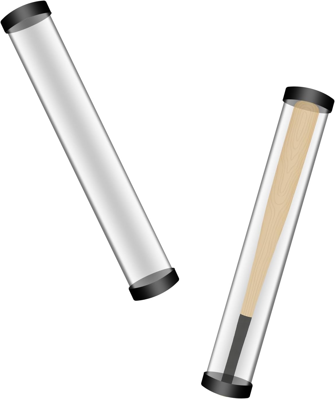 1Pc Baseball Bat Tube - 34" Bat Tube, Protect and Collect Baseball Bat, Baseball Stick Display Box with Black Rubber End Cover, Perfect for Baseball Stick Display