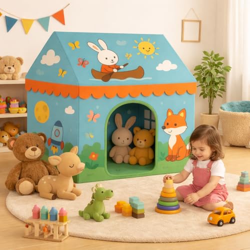 Image of XEMOX, Light Weight Kids Play Tent House - Fun, Foldable, and Durable for Indoor & Outdoor Toys for 3 to 10 Year Old Kids (SkyBlue)