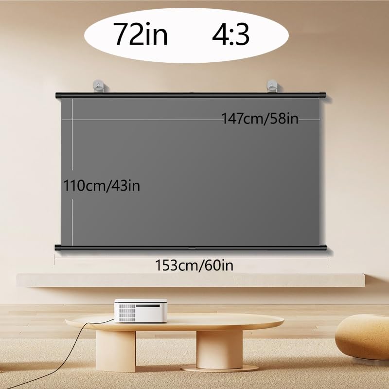 Pantalla manual de proyección 72 pulgadas 4:3 miniatura 7