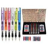 GCQUILL Kalligraphie Stift Tinte Set 26 Teilig -Füller Füllfederhalter Handgemachte Schreiber mit 6 &20 BunteTintenpatronen Perfekt für Kalligraphie Anfänger,Weihnachten Geschenk