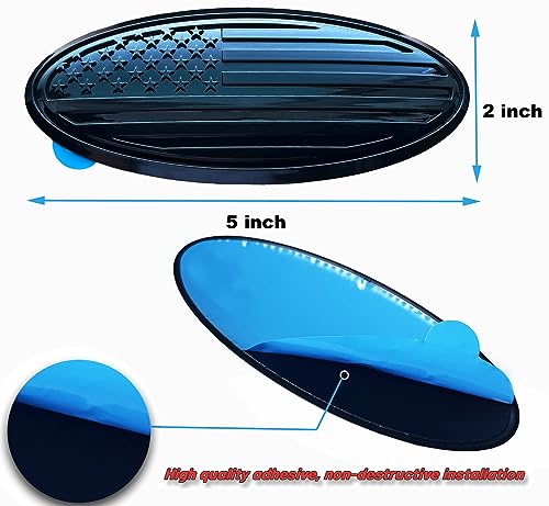 Image of 5 Inch Rear Tailgate Overlay Emblem Badge Cover Trim Exterior Accessories, ABS Material American Flag Cover Emblem Compatible with Ford Bronco Sport 2020 2021 2022 2023(5 inch-Gloss Black)