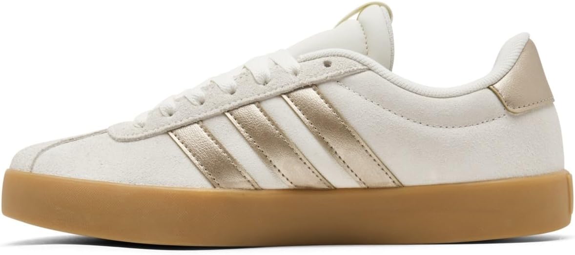 adidas Women's Vl Court 3.0 Sneakers (Natural/Gold/Gum) - Size 9.5 M