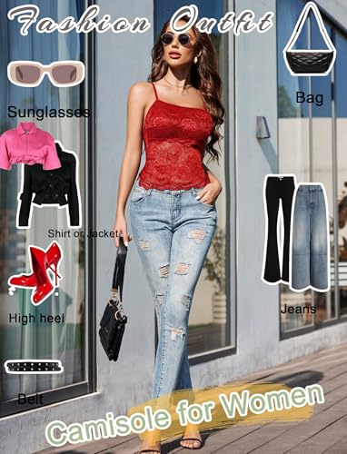 Image of Avidlove Womens Camisole Lace Spaghetti Strap Tank Top Tube Slim Basic Cami Tops