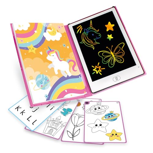 Imagen de Big Minds Pizarra Magica Infantil Rainbow Tableta Escritura Niños Lcd Pizarra Magnetica Infantil 20 Plantillas Reversibles Tablet Para Niños Formato Libro Regalos Para Niño Y Niñas 4 Años