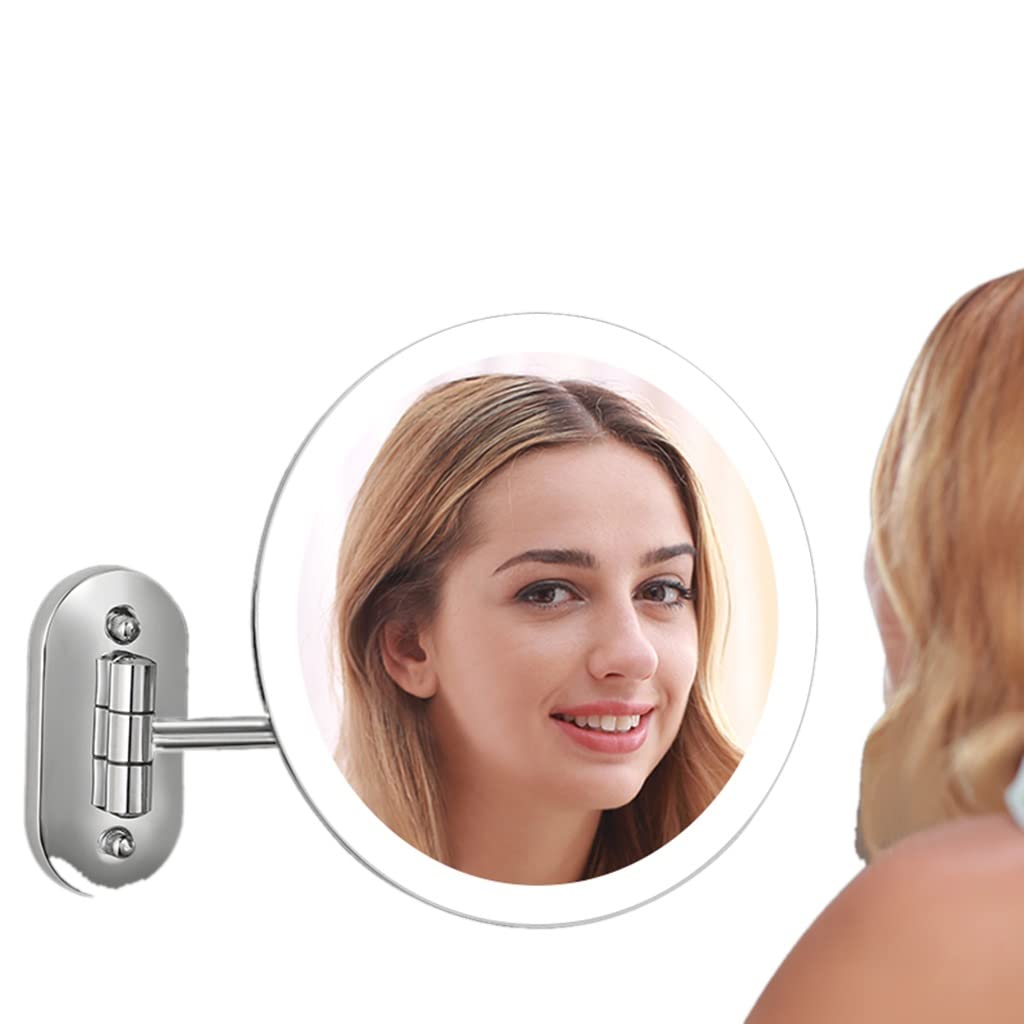 Espejo de baño montado en la Pared de 8 ", Espejo de Aumento de Dos Caras 1X / 3X, Brazo Largo Extensible, Espejo de Ducha Giratorio de 360 ​​​​° for afeitarse, maquillarse