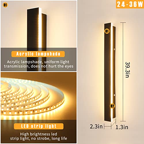 Outdoor Patio Wall Light Fixtures, Modern Long Strip Lighting Wall Sconce 360° Three-Dimensional Surrounding Light Ip65 Waterproof Wall Lights For Living Room Porch Patio #TOP1