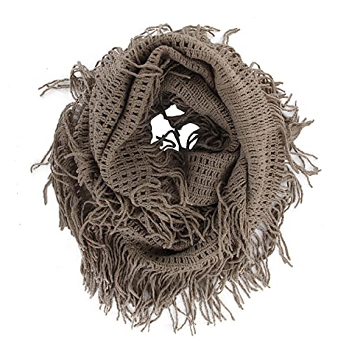 Generic Unisex Women's Winter Fringe Tassel Neck Cozy Knit Cable Infinity Loop Cowl Scarf- Solid...