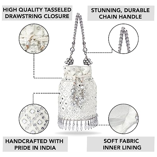 Peora Handmade Potli for Women Hand bag Stylish Purse Bridal Fashion Elegant Wristlet Bag for Girls - Image 3