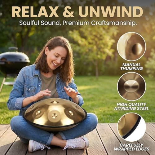 Handpan de 10 Notas 432Hz 22 Pulgadas D Minor Kurd Acero miniatura 5