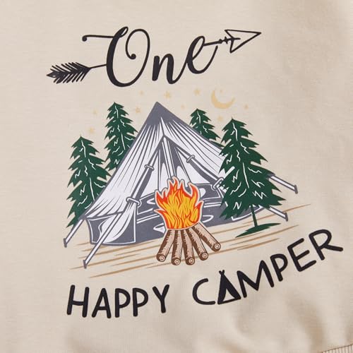 Baby Boy First Birthday Outfit Long Sleeve One Happy Camper Sweatshirt Jogger Pants Infant Fall 1St Birthday Clothes 5