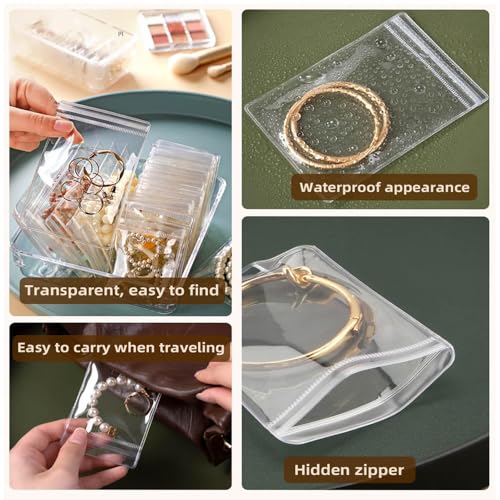 Image of 30Pcs Jewelry Storage Bags, Resealable PVC Clear Jewelry Bags Plastic Jewelry Pouches with Self-Sealing Zipper, Anti-Tarnish Bags for Rings, Earrings, Bracelets, and Small Jewelry Packaging