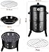 Räucherofen, Smoker, Räuchertonne, Ø44,5 * 80 cm, inkl. Wasserschale, 2 Grillrost（φ 37,5 cm）, Regulierbar Luftabzug und Thermometer, 3-in-1Holzkohlegrill,für Räuchern, Grillen & Garen