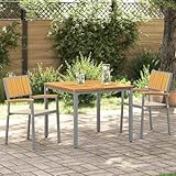 kithwjll Stapelstuhl 2er Set Braun aus Massivholz Akazie, 56x57x87 cm, Robuster Gartenstuhl für Balkon, Terrasse, Outdoor-Bereich, Wetterfest