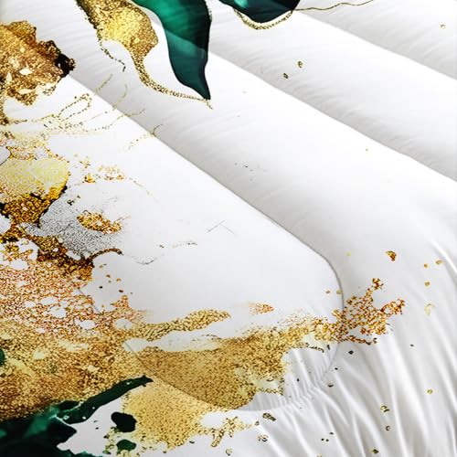 Image of AILONEN Marble Bedding Set Twin Size,Gold Green Floral Comforter Set,Marble Comforter Sets for Kids Girls,Luxury Lightweight Duvet Set 3 Pieces,1 Quilt and 2 Pillowcases