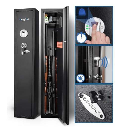Barska Quick and Easy Access Biometric Rifles, Firearms and Long Guns Safe for Home, Removable Shelf, Optional Silent Mode, 1.83 Cubic Ft, Up to 4 Rifles without Any Accessories