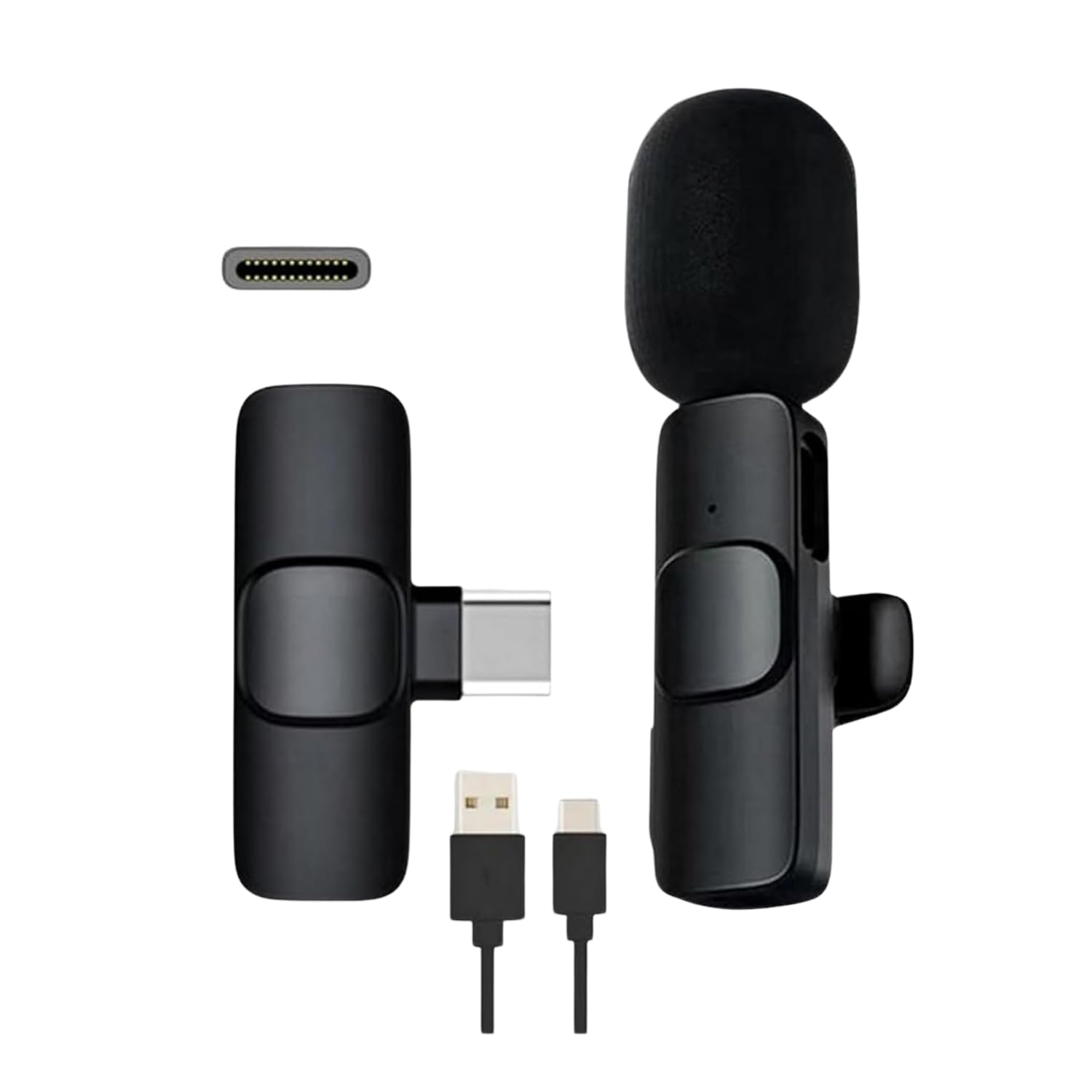 Worbox 2.4GHz 2 in 1 K8 Wireless Microphone, Digital Mini Portable Recording Clip Mic with Receiver for All Type-C Lightning Mobile Phones Camera Laptop for Vlogging