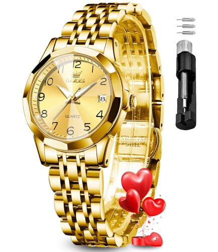 Image of OLEVS Womens Watch Fashion Dress Diamond Female Watches for Ladies Analog Quartz Stainless Steel Waterproof Luminous Day Date Two Tone Wristwatch
