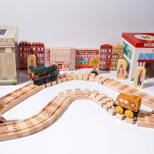 2 PCs - Wooden Bendable Zany Track for Wood Trains - Train Track Accessories Compatible with All Wooden Train Track Sets - Thumbnail 3