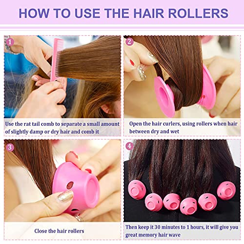 Image of JICOOT 10 Pcs Pink Magic Silicone Hair Rollers Heatless Curling Rod Headband Include 5pcs Large Overnight Hair Curlers & 5pcs Small Curlers for Women Girls Long and Short Hair