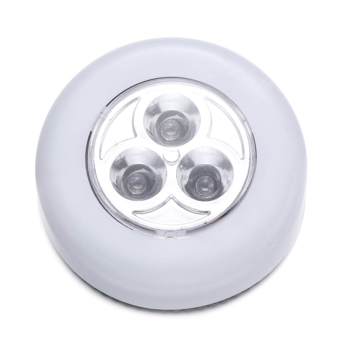 Portable Flashlight 3 LED Wireless Night Light Battery Operated Tap Touch Lamp Stick-on Light for Closets Cabinets Car Trunk Hallway (White)