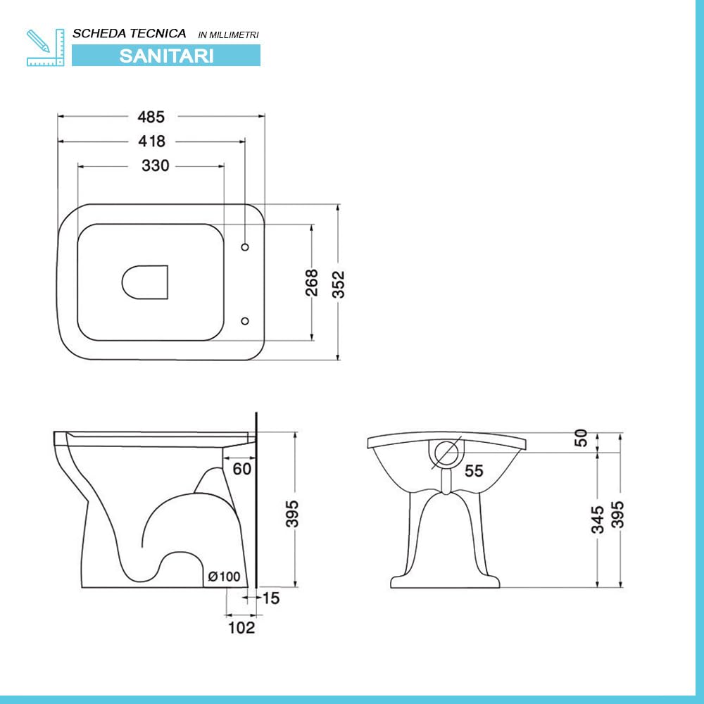 Zestaw sanitariów GINEVRA WC bidet lavabo 60 cm ceramika biały połysk