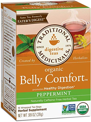 Traditional Medicinals Organic Belly Comfort Peppermint Digestive Tea, 16 Tea Bags (Pack of 1)