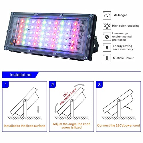 Image of MLD BL2059 50W Multi Color Changing Crystal Led RGB Flood Light with Remote Waterproof Brick Floodlights for Decoration Lights |Red, Green, Blue| 50 Watt | Pack of 6