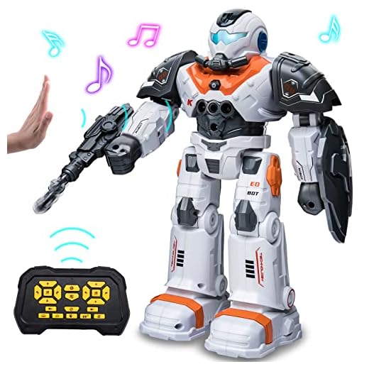 Remote Control Robot Toys for Kids, RC Robot Toy with Dancing/Shooting, Rechargeable Programmable with 2.4GHz Intelligent Gesture Sensing Smart Robot Gift Toy for 3 4 5 6 7 8+ Year Old Kids Boys Girls