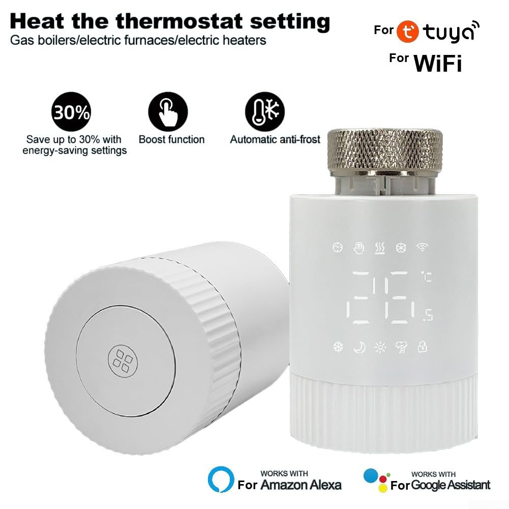 Per Tuya WiFi Smart TRV termostato, valvola termostatica programmabile per termosifone, regolatore di temperatura supporta il controllo tramite app (6 pezzi)