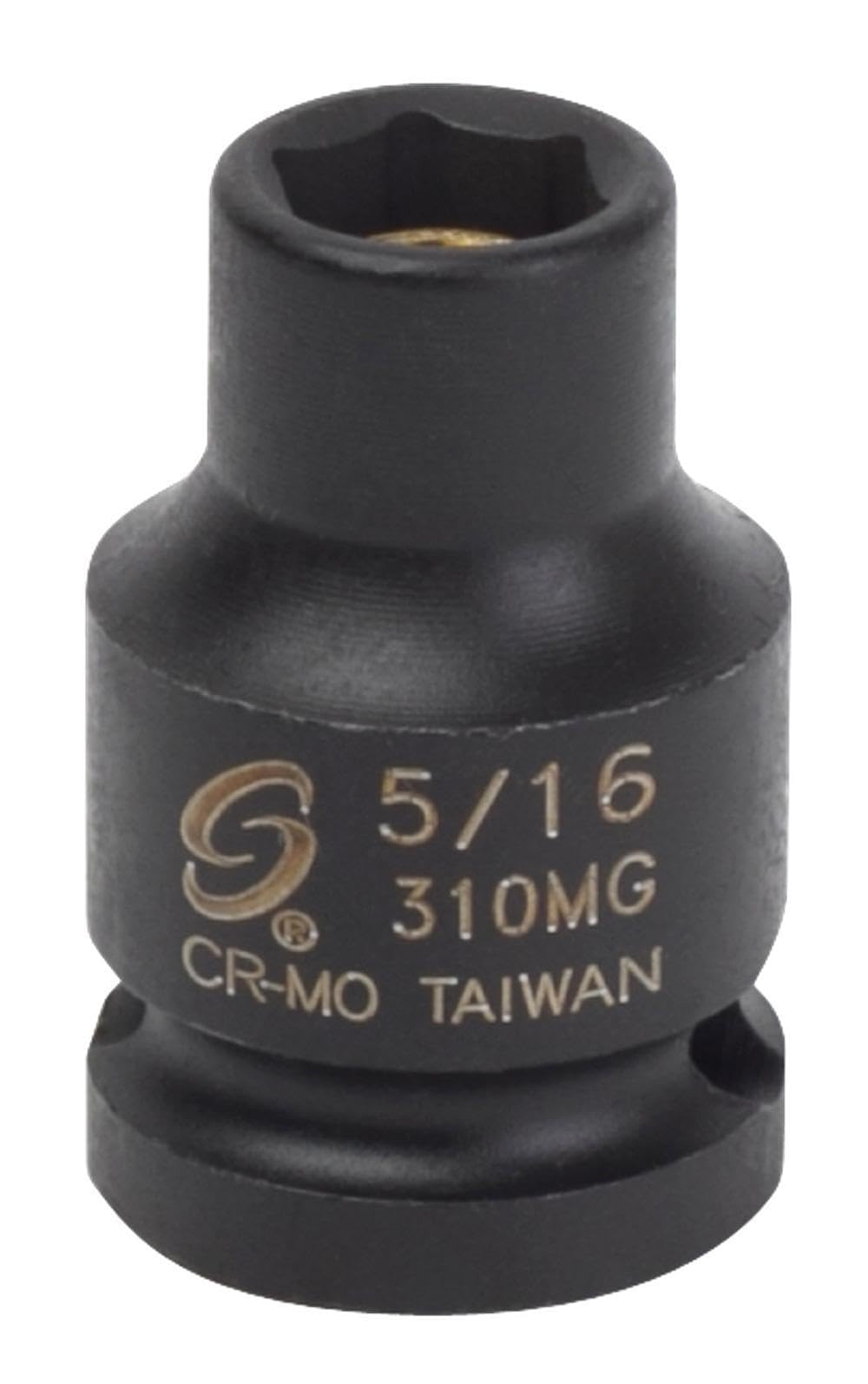 SUNEX Tools 3/8 in. Drive 5/16 in. 6-Point Magnetic Impact Socket, CR-MO Steel, Model 310MG