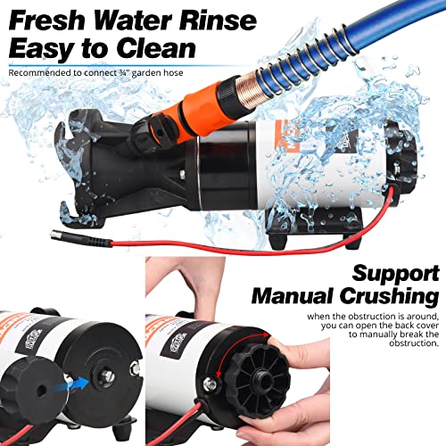 Macerator Pump for RV Water Pump 12v, 12GPM Quick Self-Priming Sewage Chopper Pump with Portable Storage Dump Buddy RV Waste Management Device Kit Waste Water Pump (RV Pump)