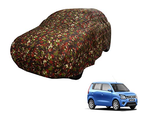 Image of Auto Hub Car Cover Compatible with Maruti WagonR (Model : 2019-Till Date) with Weather Proof, Triple Stitched, WagonR Car Cover Jungle Look