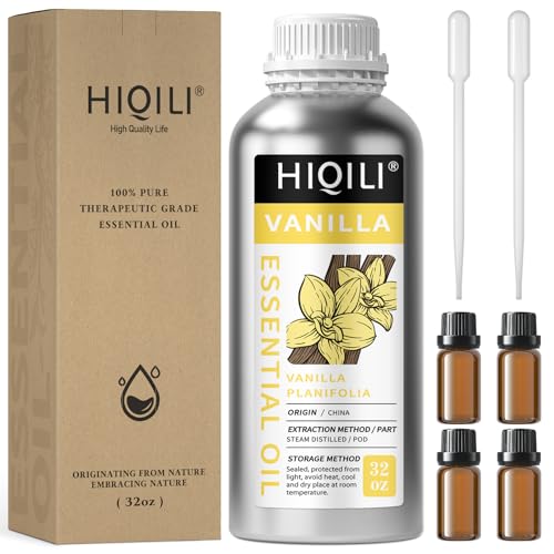 Image of HIQILI 32 Ounces Vanilla Essential Oil, Strong Fragrance for Body Lotion, Candle Making, Soap, Aromatherapy-32 Fl Oz