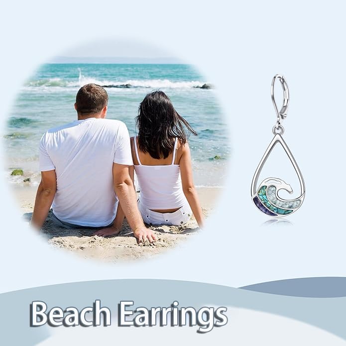 Ocean Wave Earrings for Women Turquoise Dangle Earrings Ocaen Jewelry for Women4