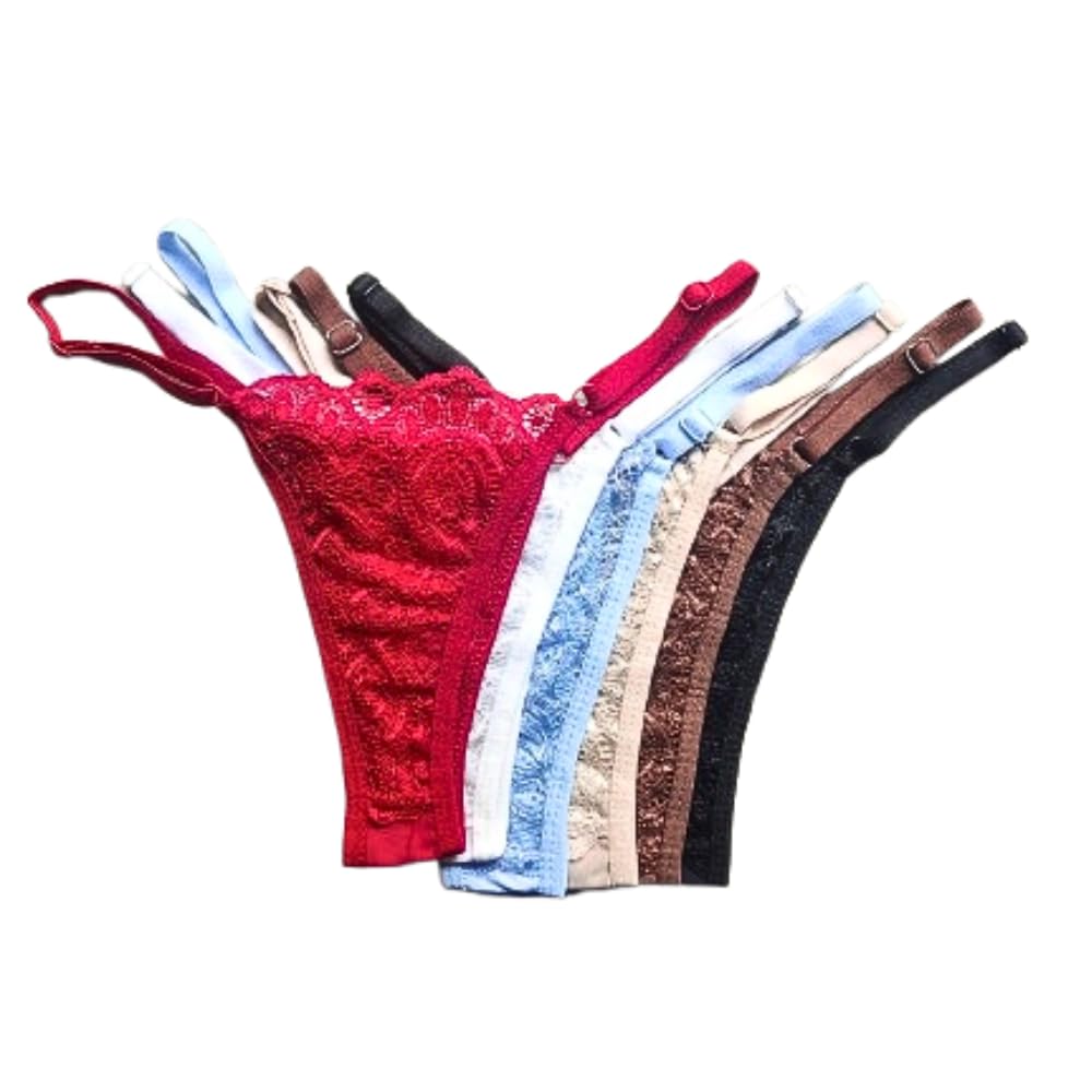 Women's Lace Thong Panty – Low Waist, Stretchable Back, Comfortable Invisible Underwear Multicolor-image-13