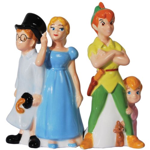 Westland Giftware Magnetic Ceramic Disney Peter Pan and Friends Salt and Pepper Shaker Set, 4.5-Inch