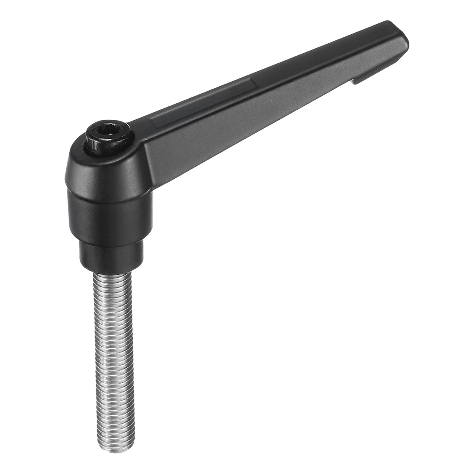 uxcell Adjustable Clamping Lever Handle M12 x 55mm Metric 304 Stainless Steel Male Threaded Stud Hand Knobs Push Button Ratchet Rotating Screw Handles Bolts with Locking Lever Black