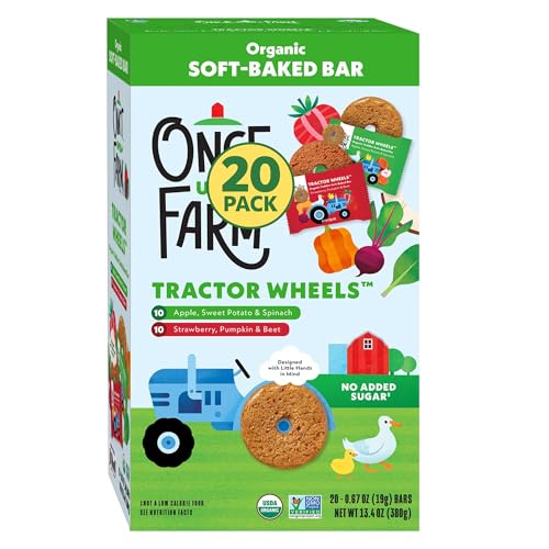 Once-upon-farms Organic Soft Baked Toddler Snack Bars Variety Pack Apple Sweet Potato Spinach & Strawberry Pumpkin Beet No Added Sugar Whole Grain Oat Bars Individually Wrapped On the Go Snacks 20 Count 13.4 OZ