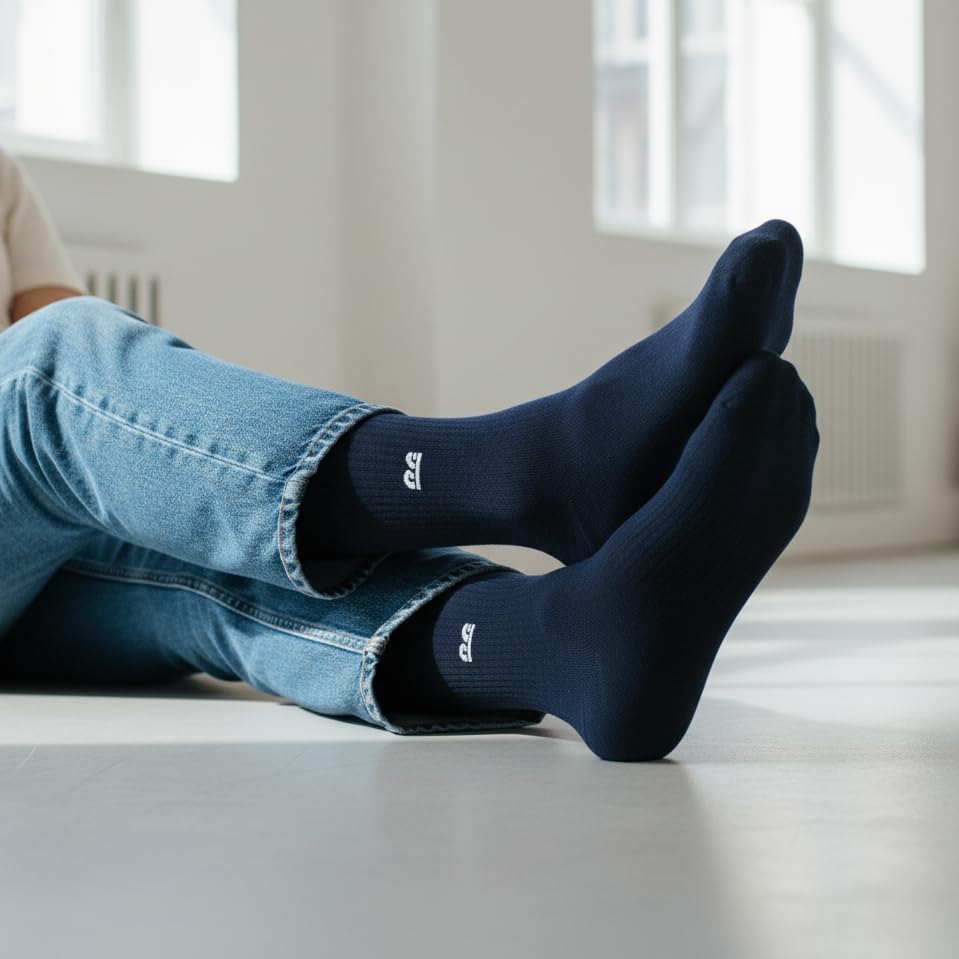 Image of The Sock Street Bamboo Crew Socks for Men Combo | Full Calf Length Premium Bamboo | Odour-Free, Breathable & Durable | Cushioned Base & Anti-bacterial | 3X Softer than Cotton Socks | Pack of 3