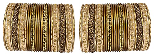 Image of NMII Non-Precious Metal with Base Metal Spreads with Zari Glossy Finished Premium Traditional Bridal Chuda Bangle set for Women and Girls