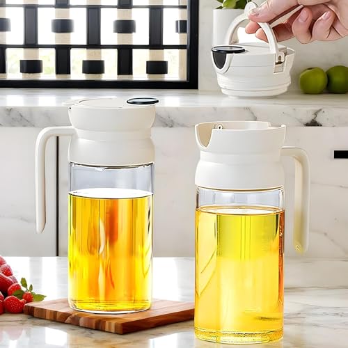 Aceitera de vidrio para cocina profesional y hogar con tapa automática de alta precisión 4