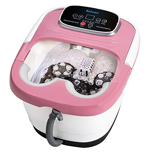Heated Foot Spa Bath Tub - Collapsible Pedicure Massager with Electric Heating | Bubble Wave | Red Light Therapy - 3 in 1 Soak Footbath Set for Feet Relaxation and Stress Relief
