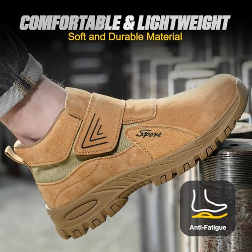 Image of Welding Work Boots for Men Women Slip on Steel Toe Safety Shoes Comfortable Indestructible Work Boots Puncture Proof Lightweight Breathable Construction Shoes