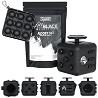 Steynfeld® - Fidget Set mit Fidget Cube inkl. gratis Fidget Popper, schwarz, Fidget Würfel, Fidget popit, ADHS Anti-Stress, Stressabbau, Anti Angst & Nervosität, Konzentrationshilfe